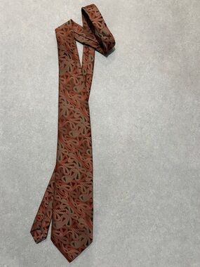 Bentley Supreme Men's Brown & Rust Patterned Silk Tie